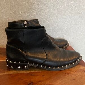 SCHUTZ leather zip studded ankle booties